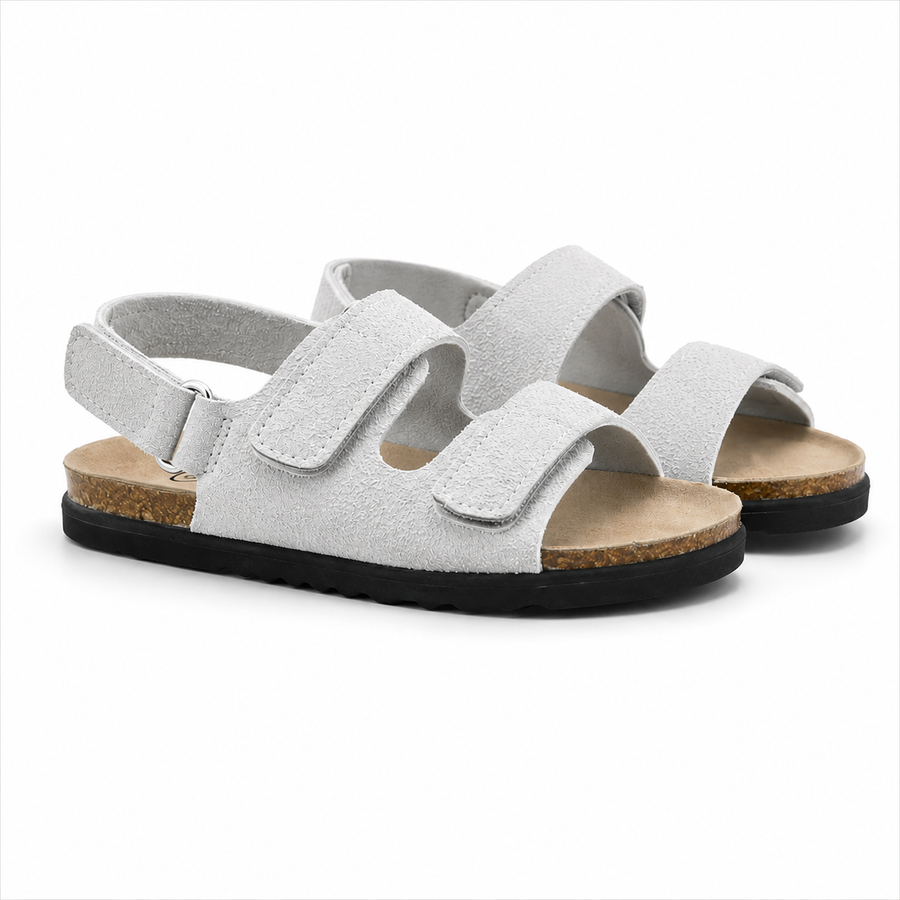 Sandale Enfant Anatomique Double Velcro – Gris Clair – Importées d'Espagne 🇪🇸