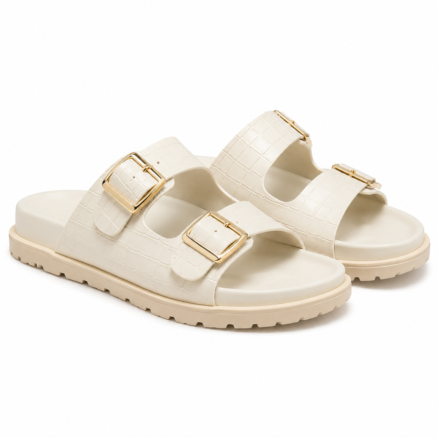 Sandales Fille Blanches Effet Croco – Importées d’Espagne 🇪🇸