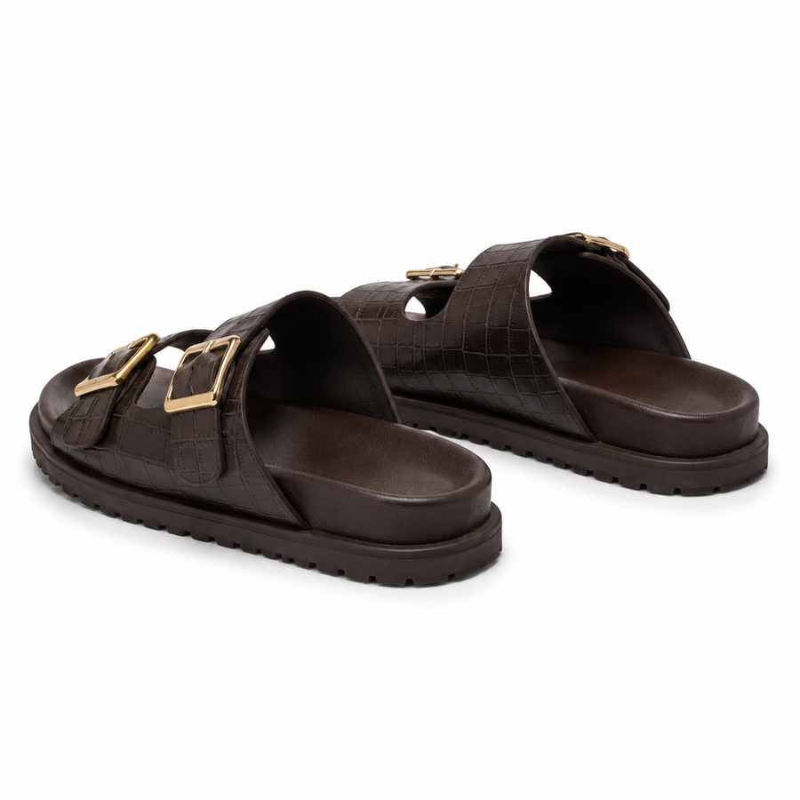 Sandales Fille Marron Effet Croco – Importées d’Espagne 🇪🇸