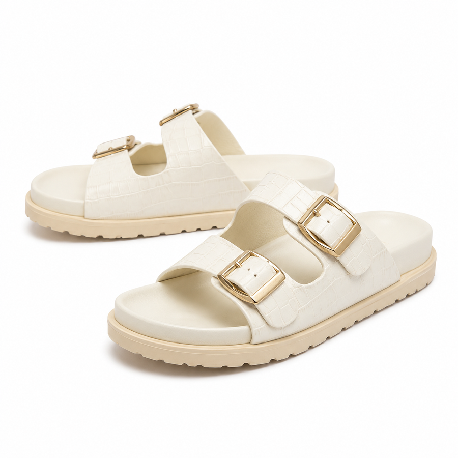 Sandales Fille Blanches Effet Croco – Importées d’Espagne 🇪🇸
