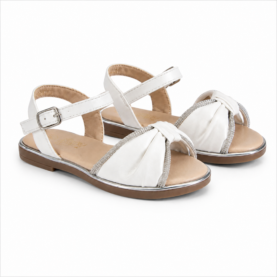 Sandales Filles Cérémonie Blanc Nacré 