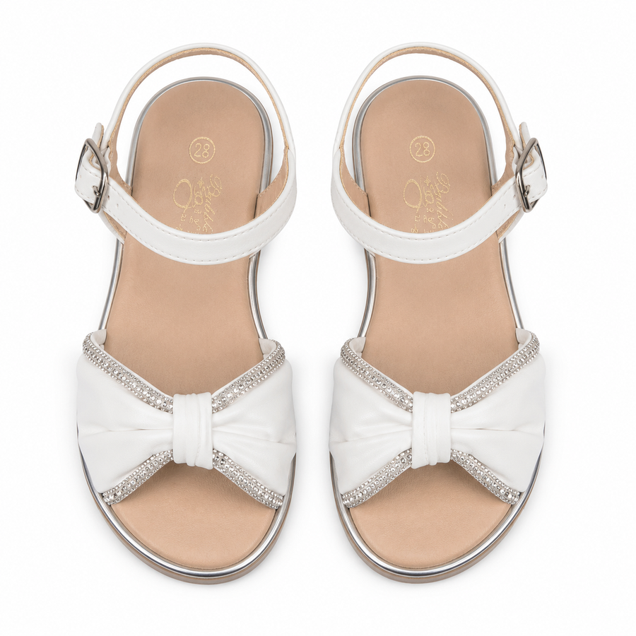 Sandales Filles Cérémonie Blanc Nacré 