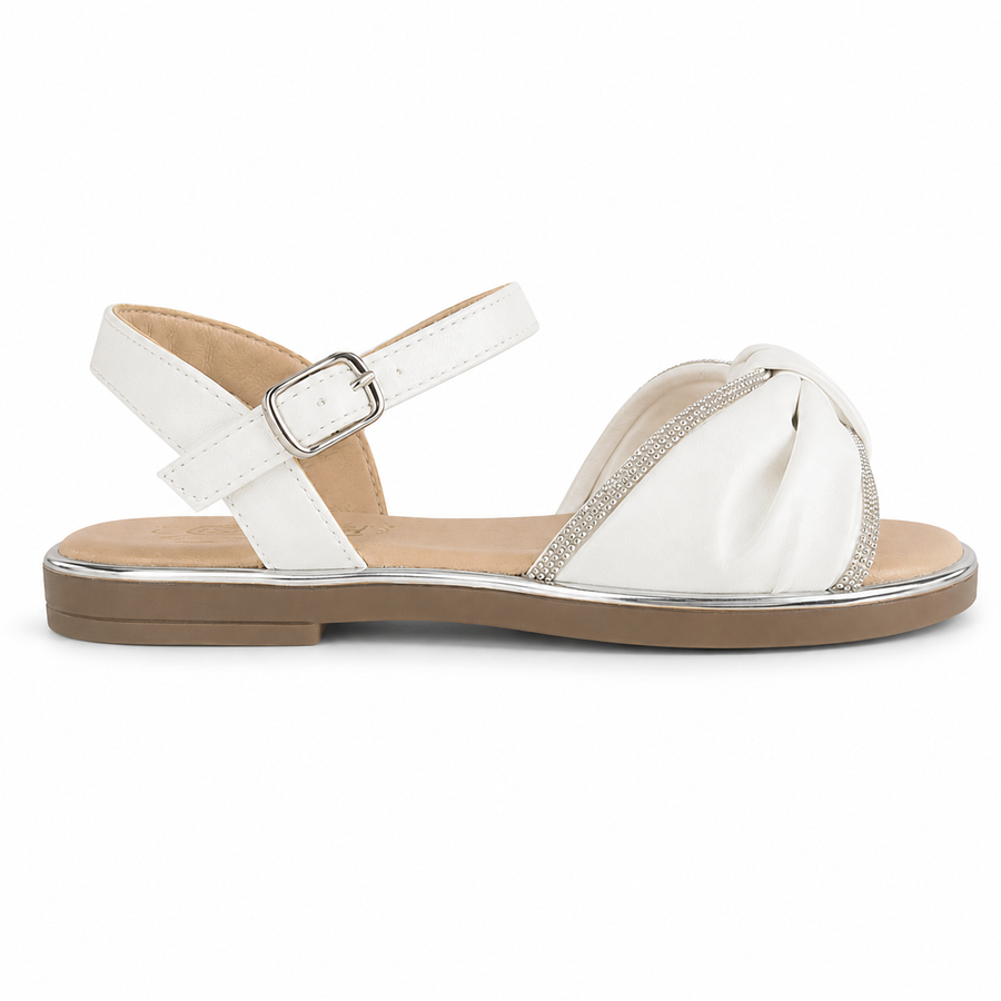 Sandales Filles Cérémonie Blanc Nacré 