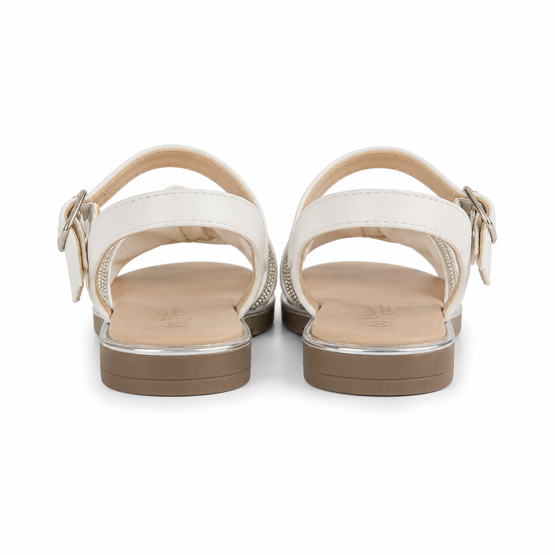 Sandales Filles Cérémonie Blanc Nacré 