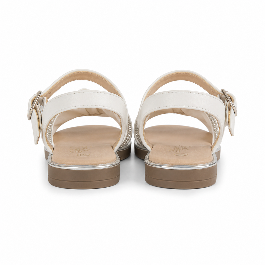 Sandales Filles Cérémonie Blanc Nacré 