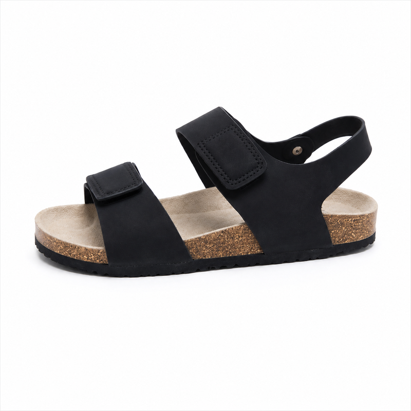 Sandale Enfant Anatomique Double Velcro – Noir / Liège – Importées d'Espagne 🇪🇸