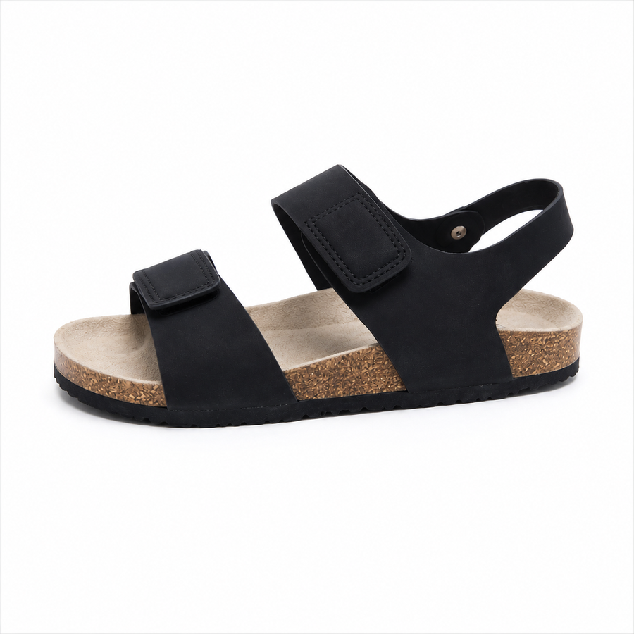 Sandale Enfant Anatomique Double Velcro – Noir / Liège – Importées d'Espagne 🇪🇸