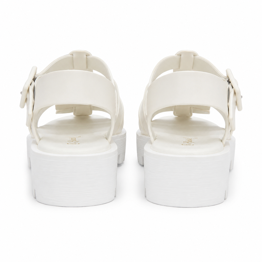 Sandale Fille Style Gladiateur Semelle Chunky – Blanc – Importées d'Espagne 🇪🇸