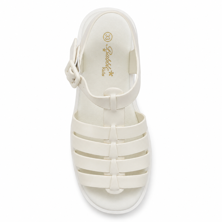 Sandale Fille Style Gladiateur Semelle Chunky – Blanc – Importées d'Espagne 🇪🇸