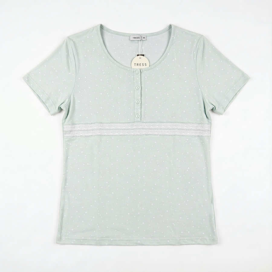 Pyjama Tress Femme Vert Menthe avec Dentelle – Importé d’Espagne 🇪🇸