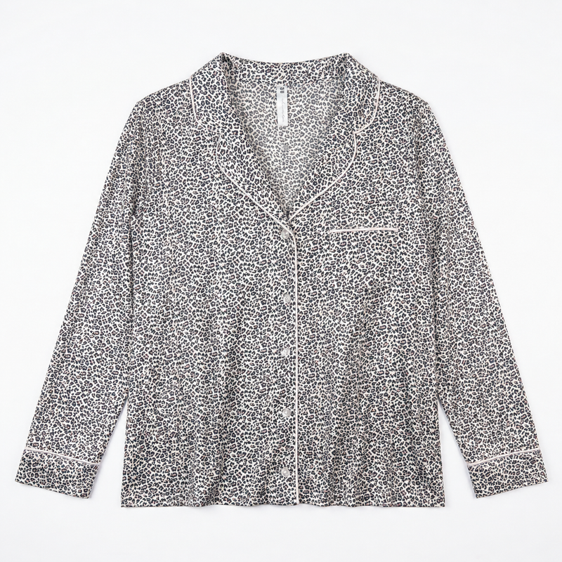 Pyjama Tress Femme Léopard Noir & Rose – Importé d’Espagne 🇪🇸