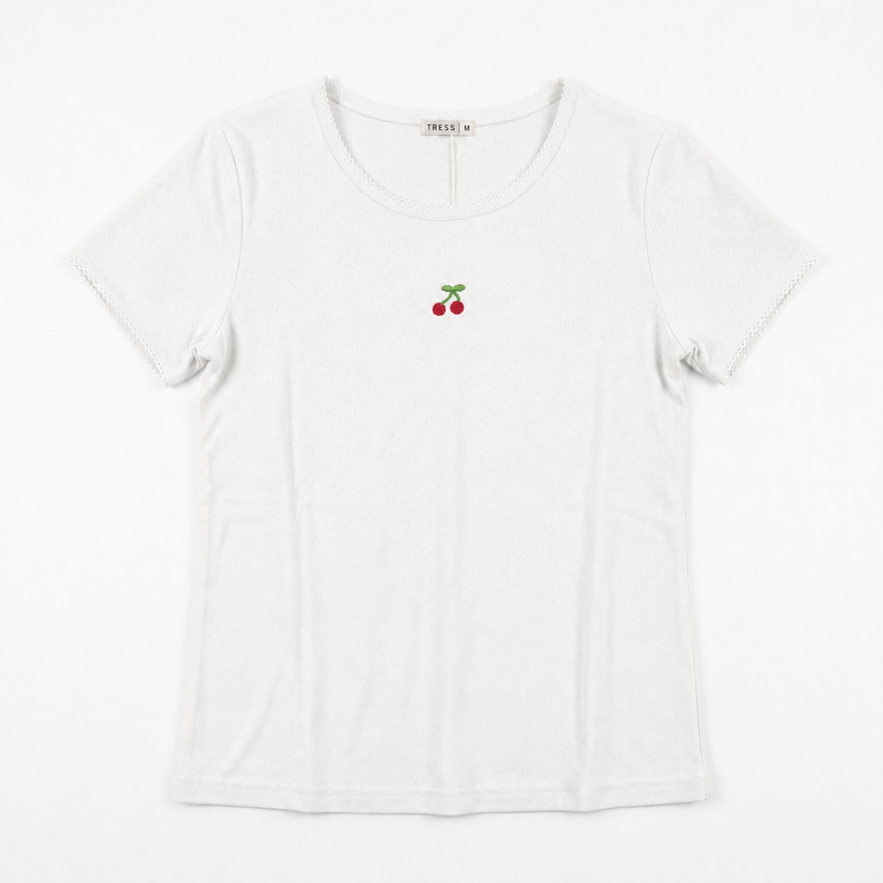 Pyjama Tress Femme Blanc Cassé à Motif Cerises – Importé d’Espagne 🇪🇸