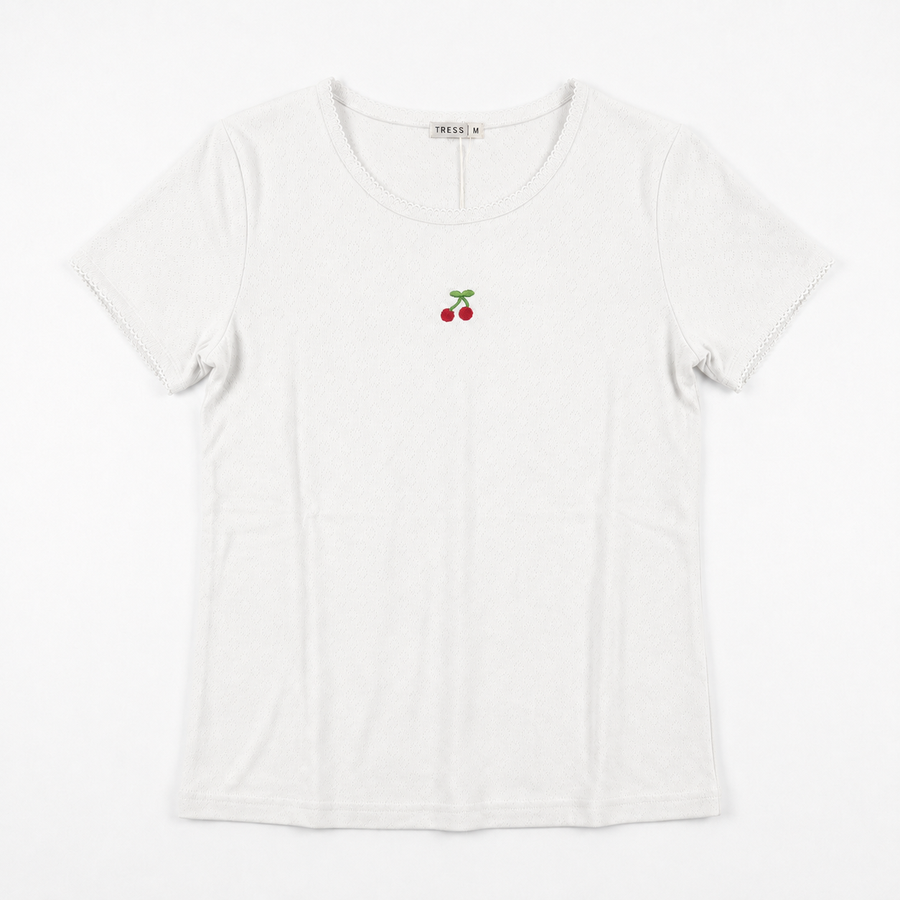 Pyjama Tress Femme Blanc Cassé à Motif Cerises – Importé d’Espagne 🇪🇸
