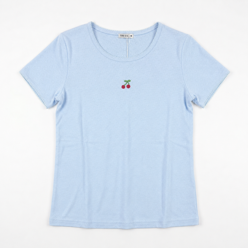 Pyjama Tress Femme Bleu Ciel Cerises – importé d’Espagne 🇪🇸