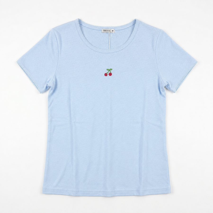 Pyjama Tress Femme Bleu Ciel Cerises – importé d’Espagne 🇪🇸