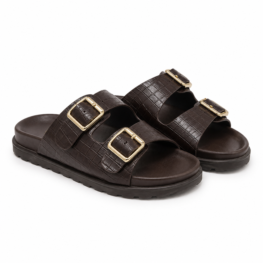 Sandales Fille Marron Effet Croco – Importées d’Espagne 🇪🇸