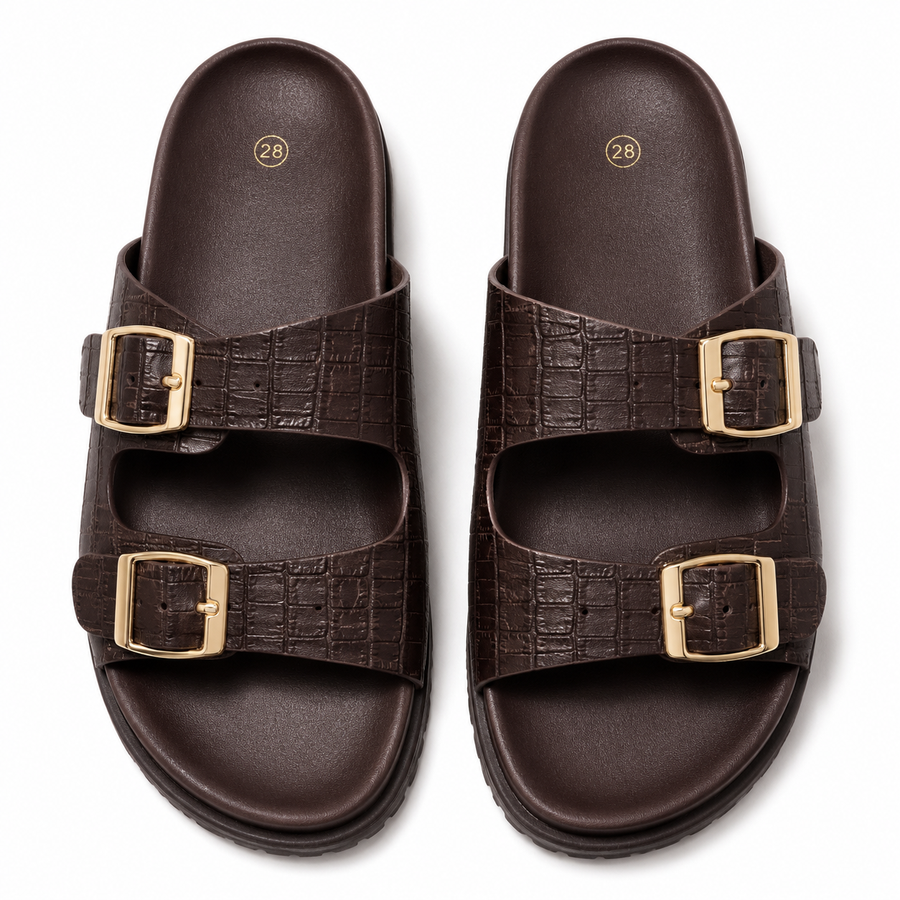 Sandales Fille Marron Effet Croco – Importées d’Espagne 🇪🇸