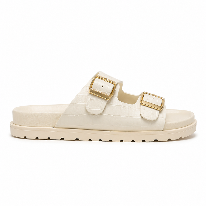 Sandales Fille Blanches Effet Croco – Importées d’Espagne 🇪🇸