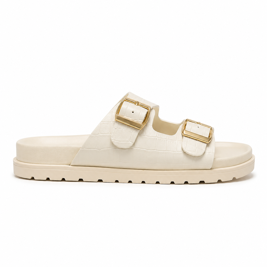 Sandales Fille Blanches Effet Croco – Importées d’Espagne 🇪🇸