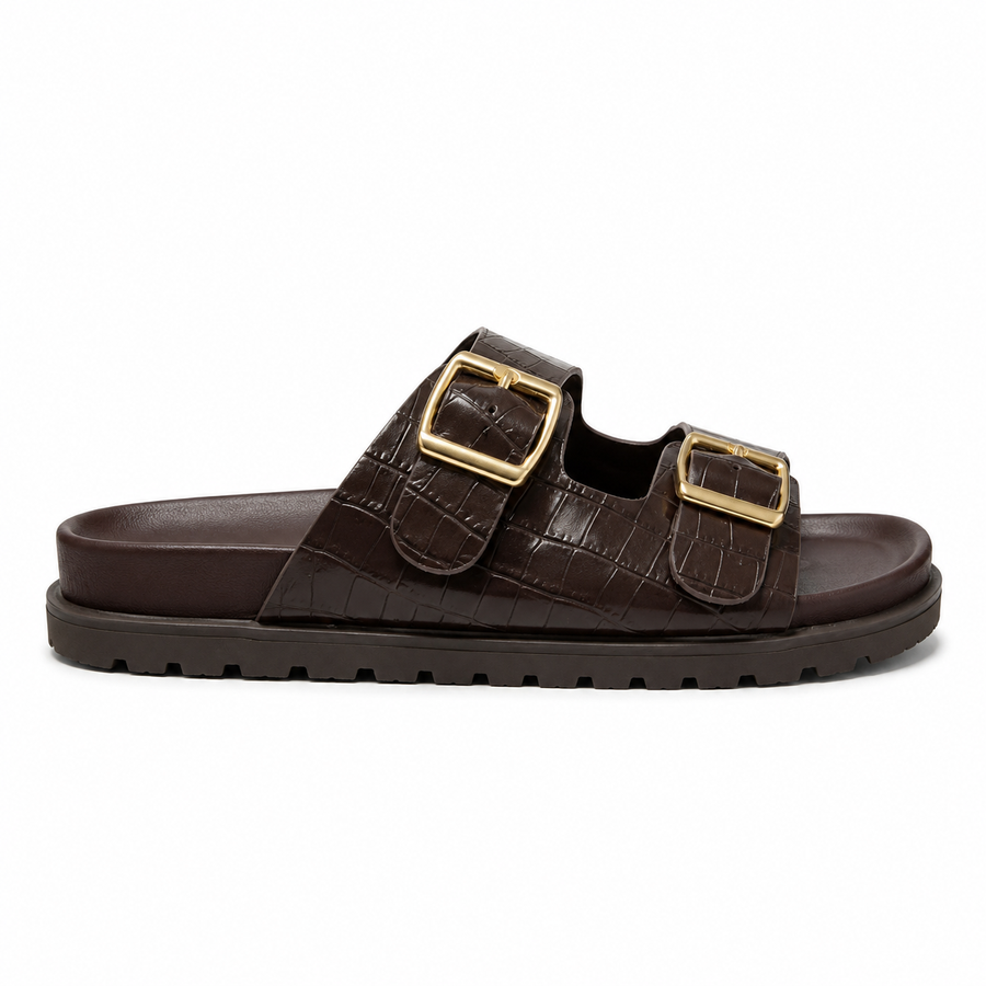 Sandales Fille Marron Effet Croco – Importées d’Espagne 🇪🇸