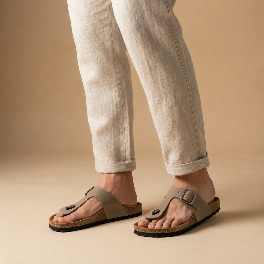 Tongs Homme Anatomique Style Gizeh – Importées d’Espagne 🇪🇸 – Taupe