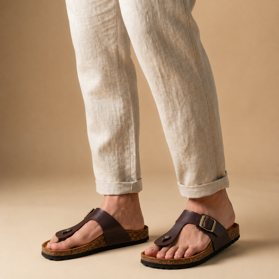 Tongs Homme Anatomique Style Gizeh – Importées d’Espagne 🇪🇸 – Marron