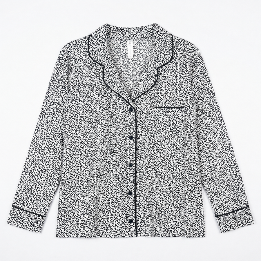 Pyjama Tress Femme Noir & Blanc à Motif – Importé d’Espagne 🇪🇸