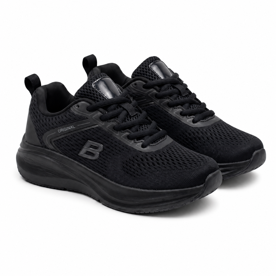 Sneakers Femme Sport – Double Memory Wide Fit – Importées d’Espagne 🇪🇸 – Noir