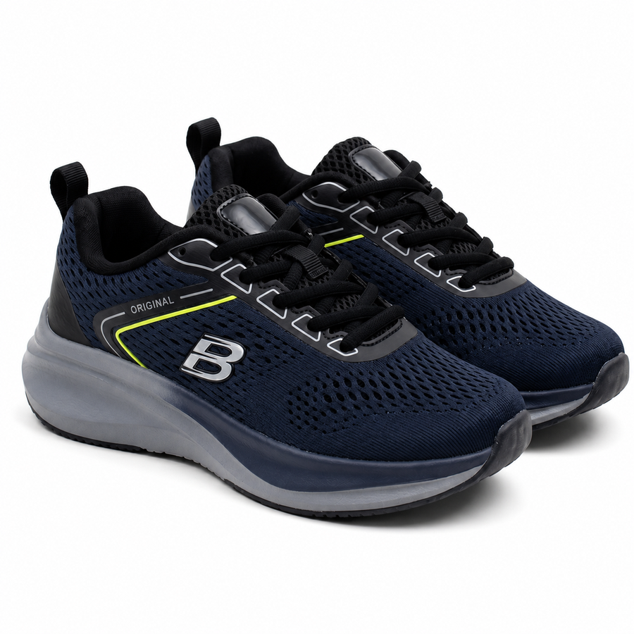 Sneakers Homme Sport – Double Memory Wide Fit – Importées d’Espagne 🇪🇸 – Bleu Marine