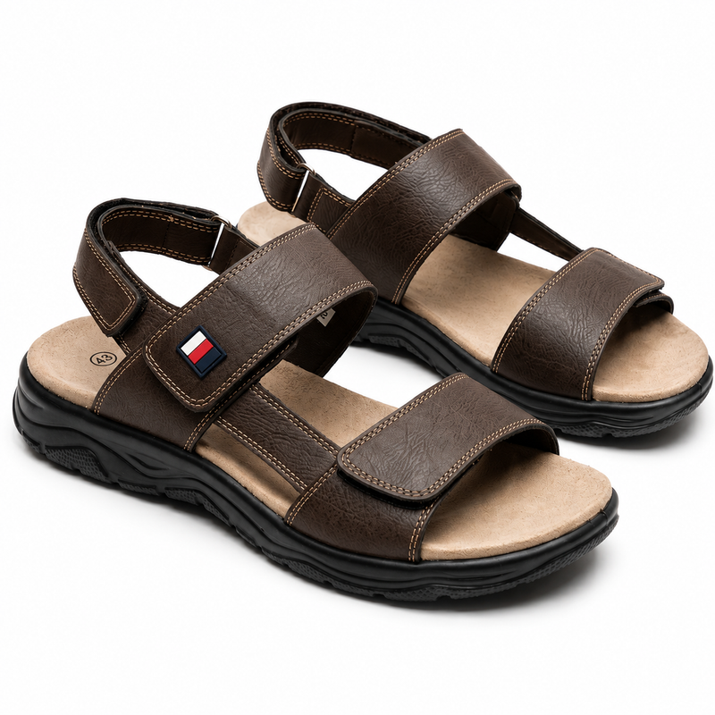 Sandales Homme Marron Doubles Brides à Scratch – Importées d’Espagne 🇪🇸