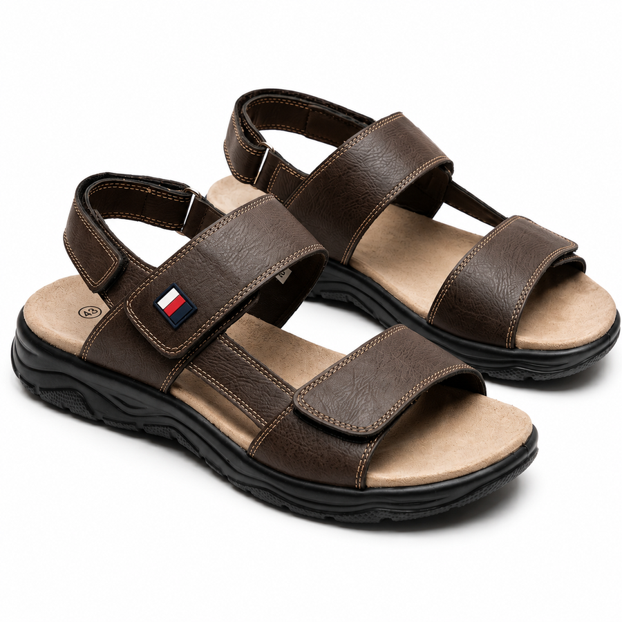 Sandales Homme Marron Doubles Brides à Scratch – Importées d’Espagne 🇪🇸
