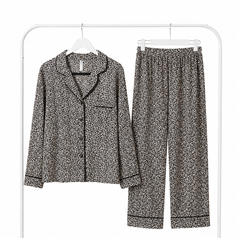 Pyjama Tress Femme Léopard Marron – Importé d’Espagne 🇪🇸
