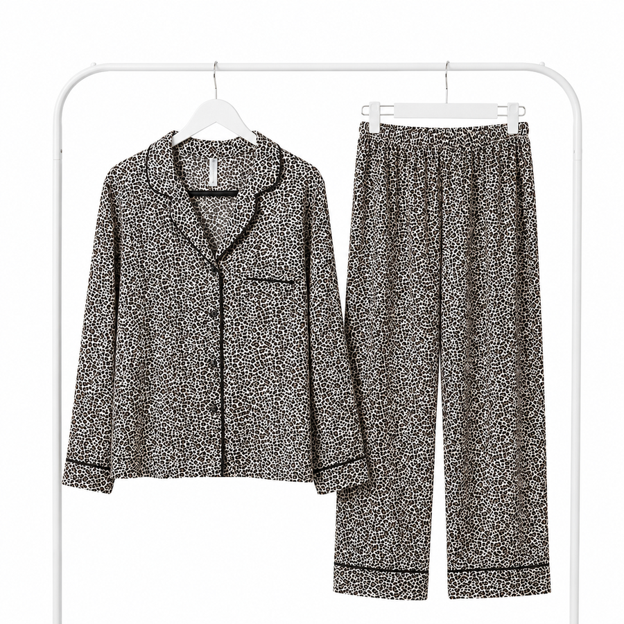 Pyjama Tress Femme Léopard Marron – Importé d’Espagne 🇪🇸