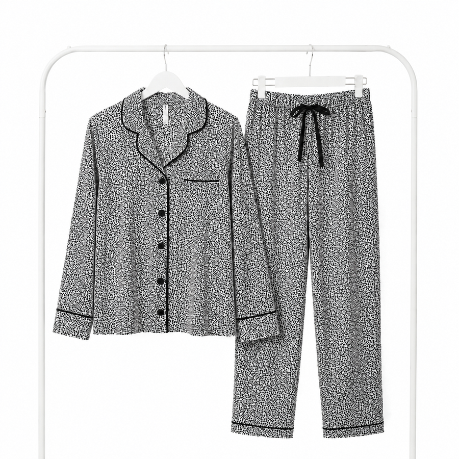 Pyjama Tress Femme Noir & Blanc à Motif – Importé d’Espagne 🇪🇸