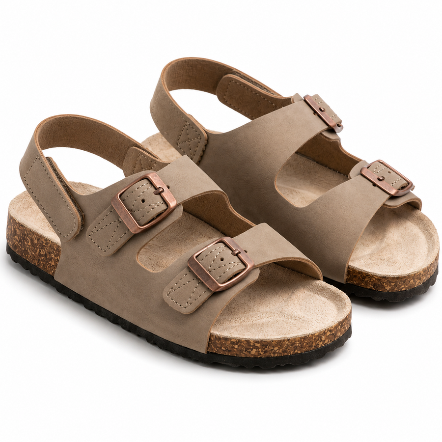 Sandales Enfant Beige Taupe Boucles & Scratch – Importées d’Espagne 🇪🇸
