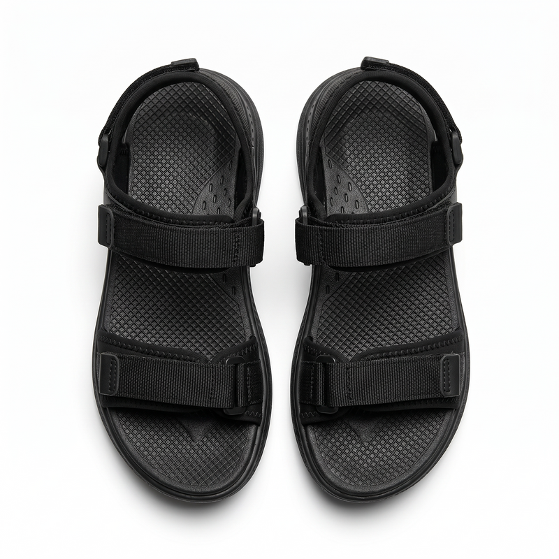 Sandales Sport Noires Doubles Brides – Importées d’Espagne 🇪🇸