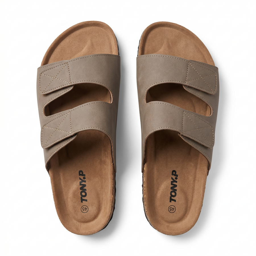 Sandales Homme Doubles Brides Ajustables – Importées d’Espagne 🇪🇸  – Beige