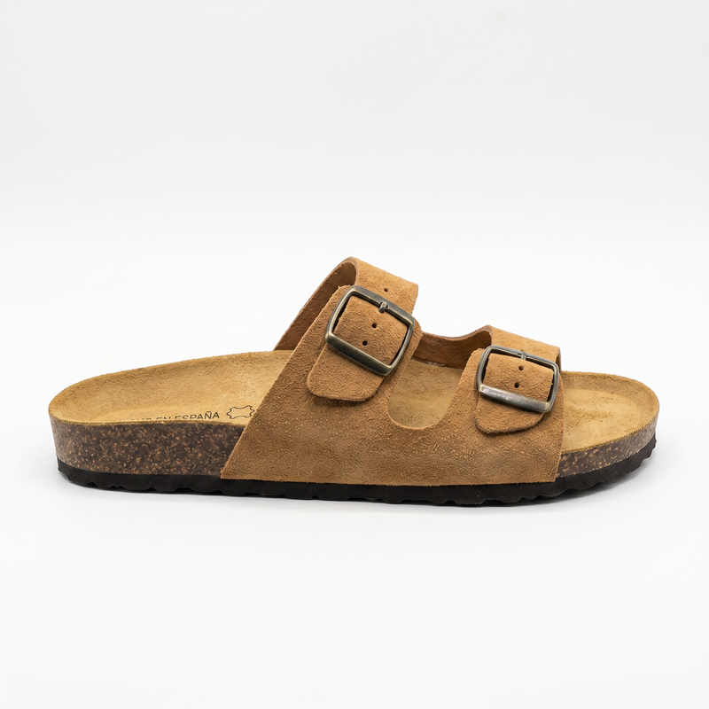 Sandales Homme Camel Doubles à Boucles Métalliques – Fabriquées en Espagne 🇪🇸