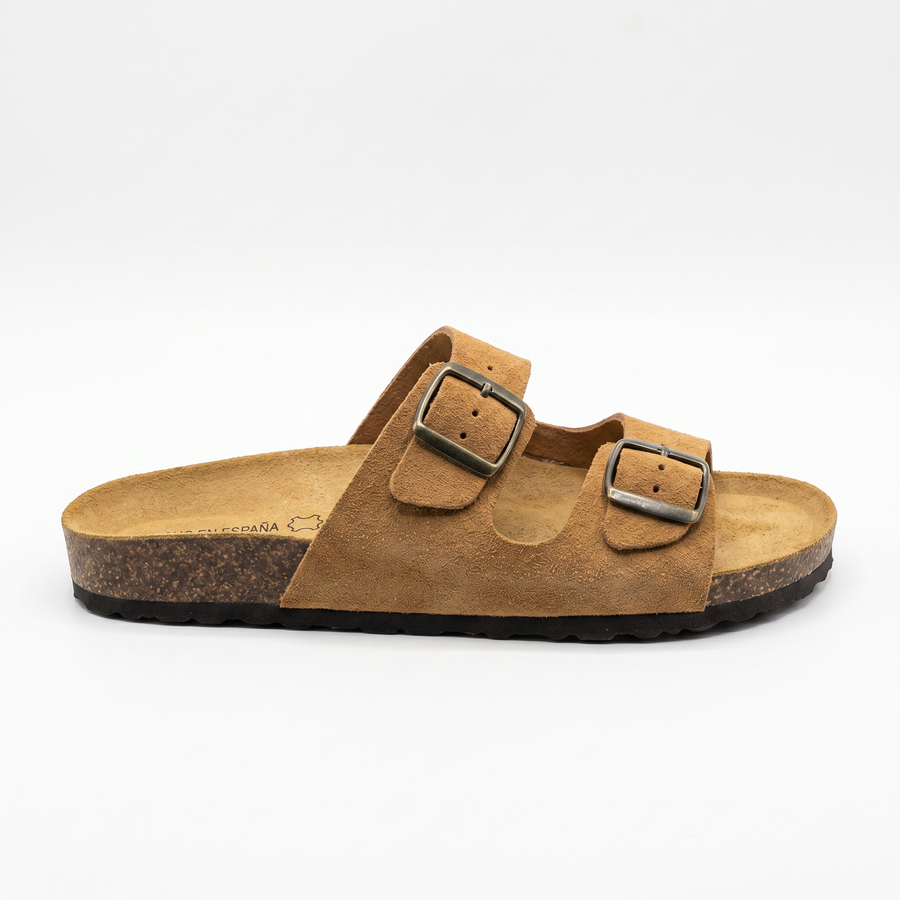 Sandales Homme Camel Doubles à Boucles Métalliques – Fabriquées en Espagne 🇪🇸