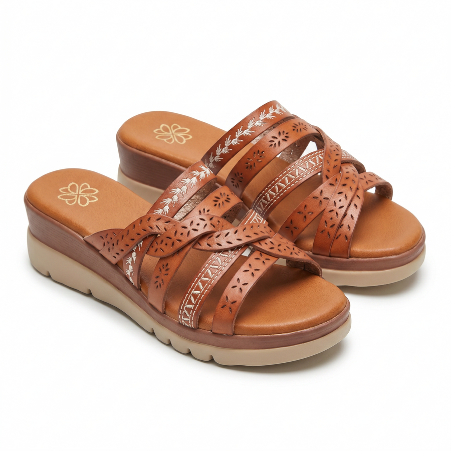 Sandales Femme Tressées Multi-Brides – Importées d'Espagne 🇪🇸 – Camel