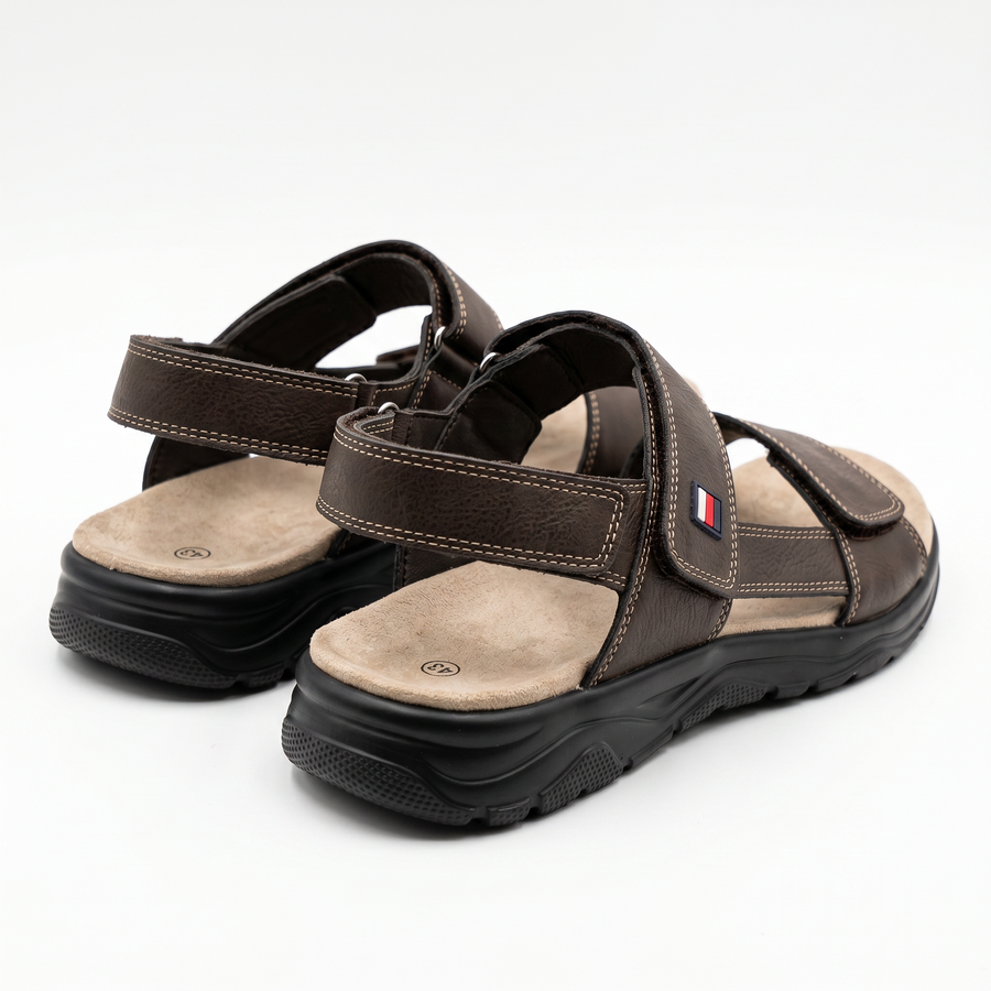 Sandales Homme Marron Doubles Brides à Scratch – Importées d’Espagne 🇪🇸