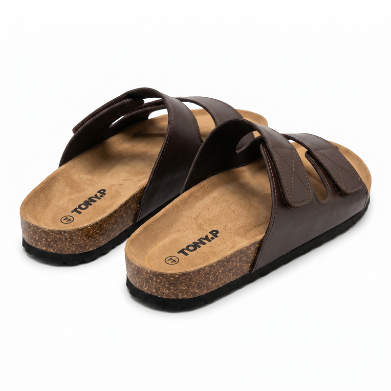 Sandales Homme Marron Doubles Brides Ajustables – Importées d’Espagne 🇪🇸
