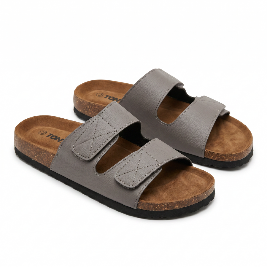 Sandales Homme Doubles Brides Ajustables – Importées d’Espagne 🇪🇸 – Gris