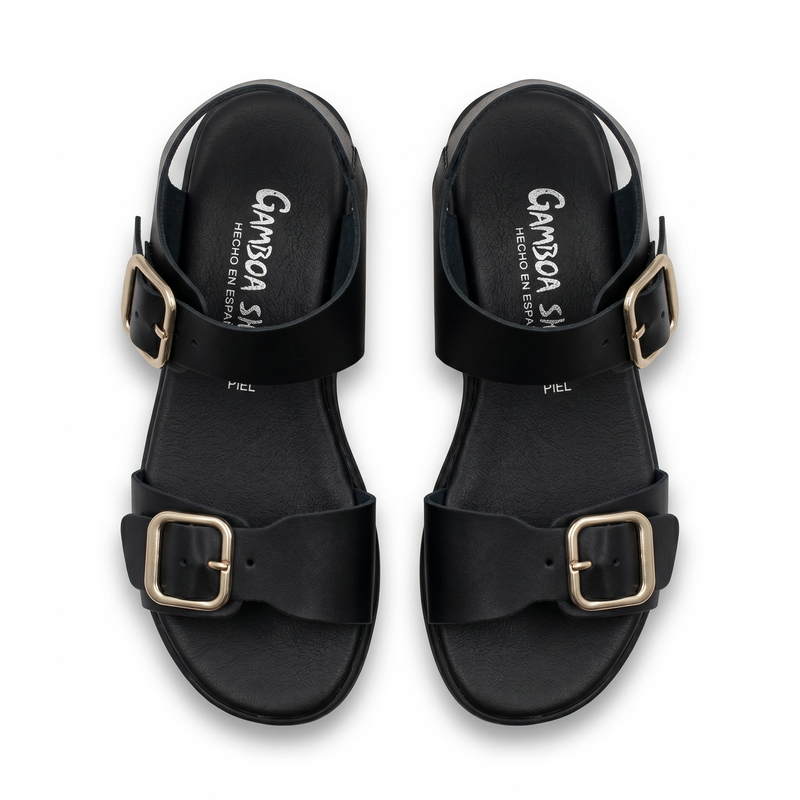 Sandale Femme GAMBOA SHOES – Noir – Fabriquées en Espagne 🇪🇸