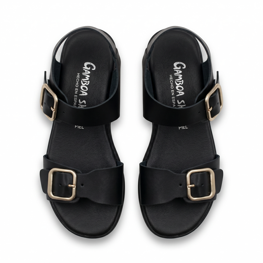 Sandale Femme GAMBOA SHOES – Noir – Fabriquées en Espagne 🇪🇸