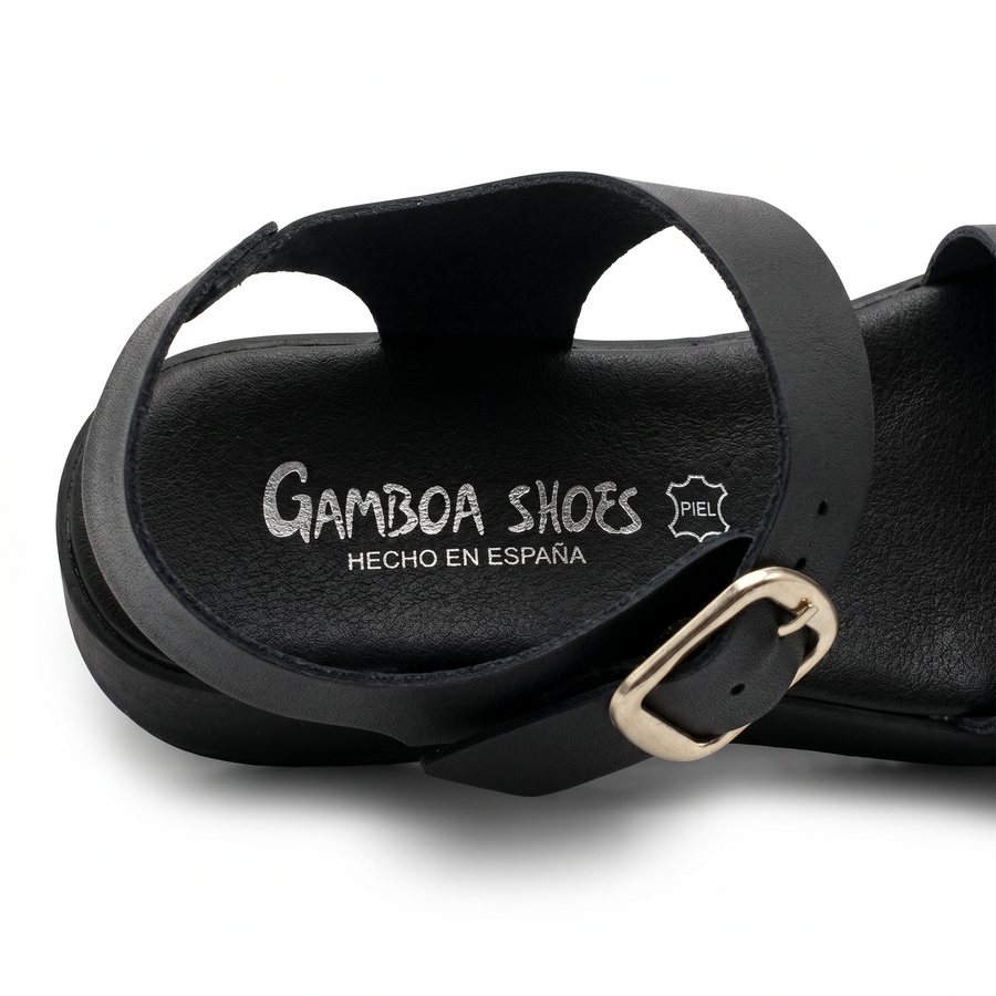Sandale Femme GAMBOA SHOES – Noir – Fabriquées en Espagne 🇪🇸