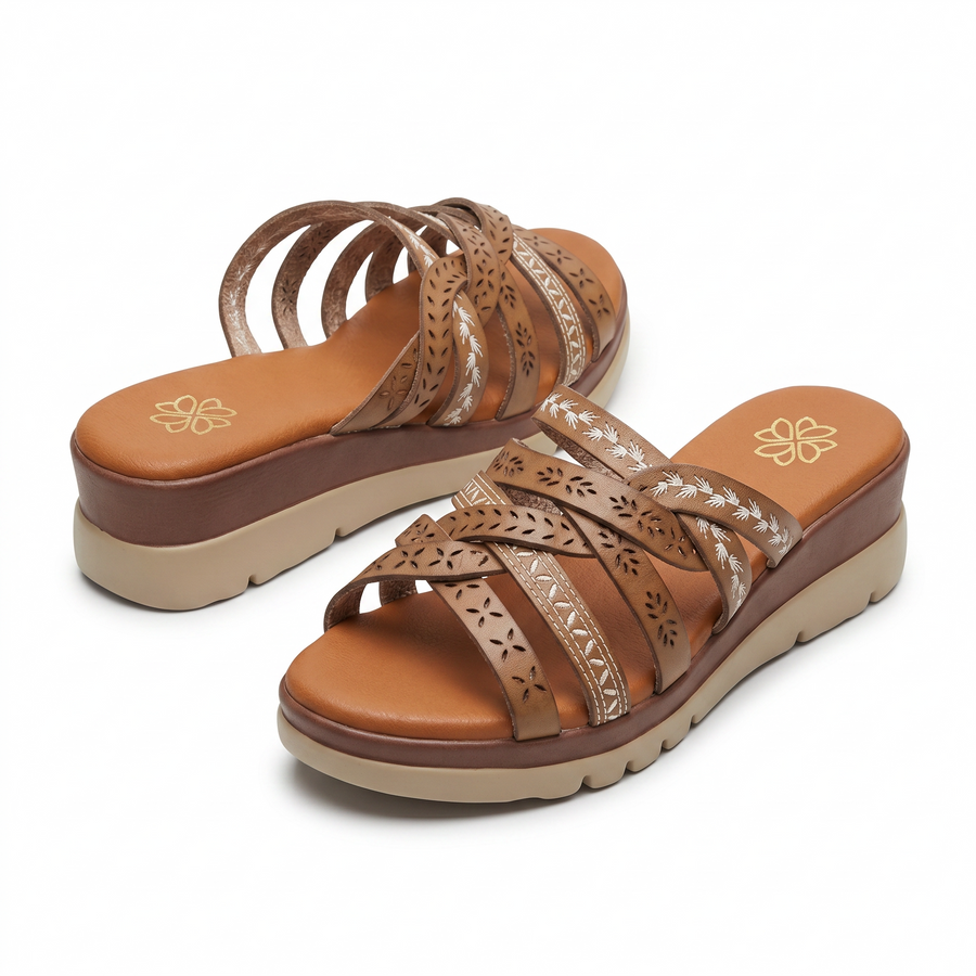 Sandales Femme Tressées Multi-Brides – Importées d'Espagne 🇪🇸 – Cognac