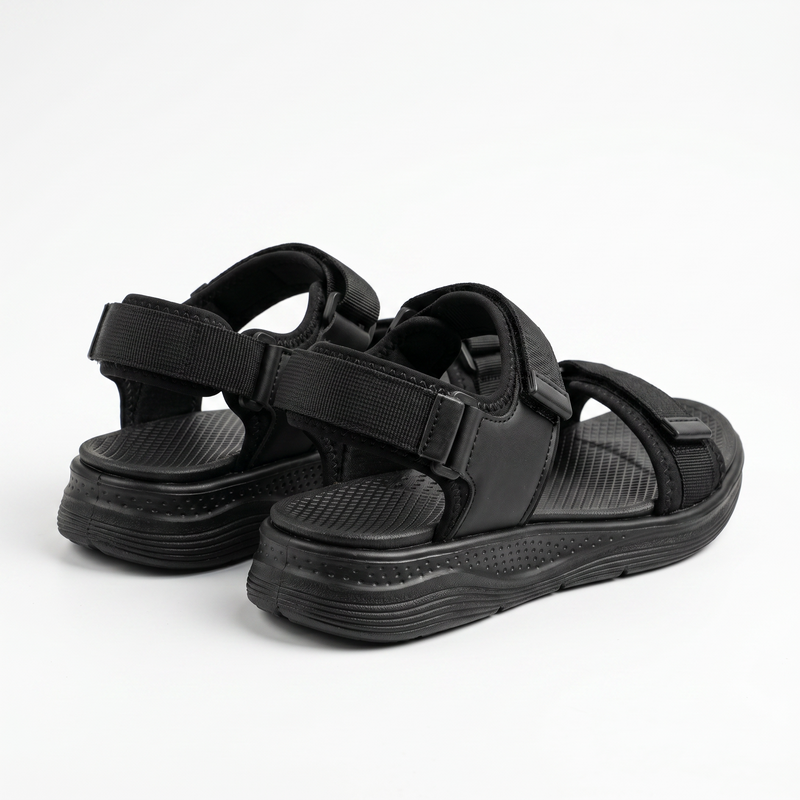 Sandales Sport Noires Doubles Brides – Importées d’Espagne 🇪🇸