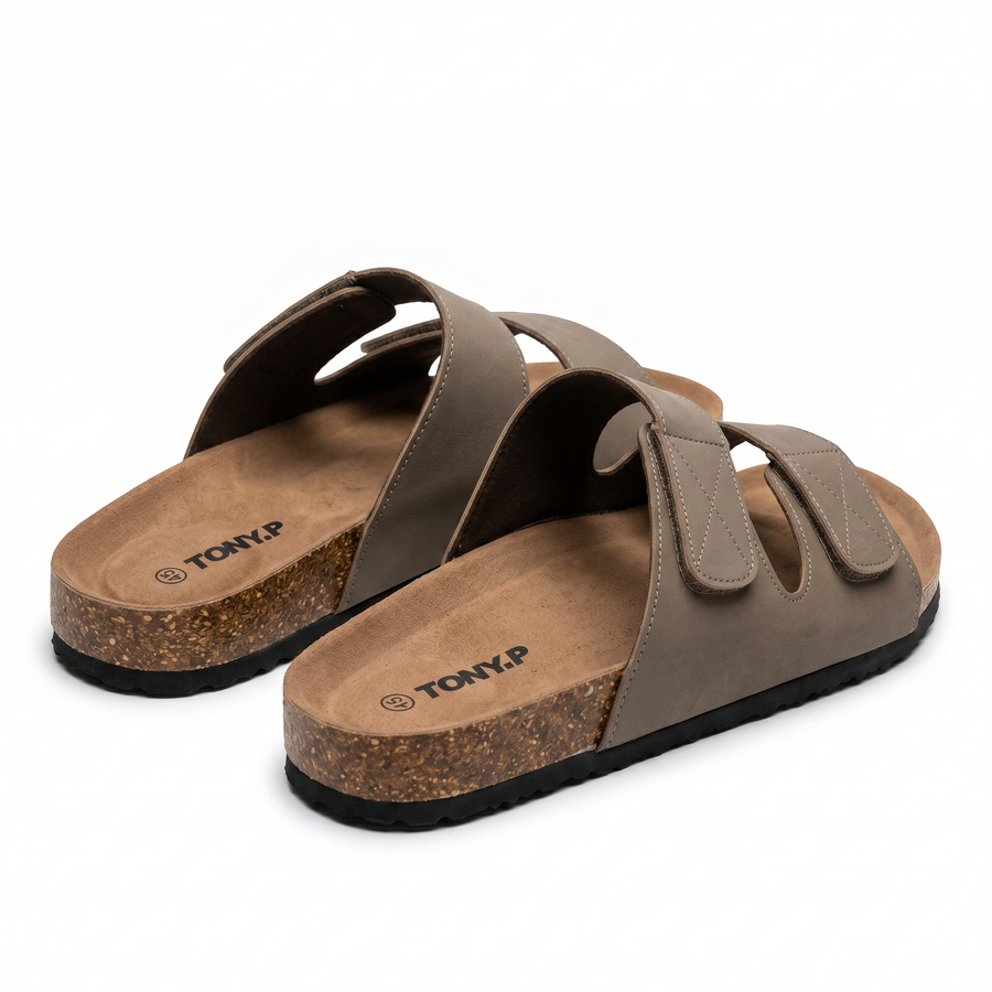 Sandales Homme Doubles Brides Ajustables – Importées d’Espagne 🇪🇸  – Beige