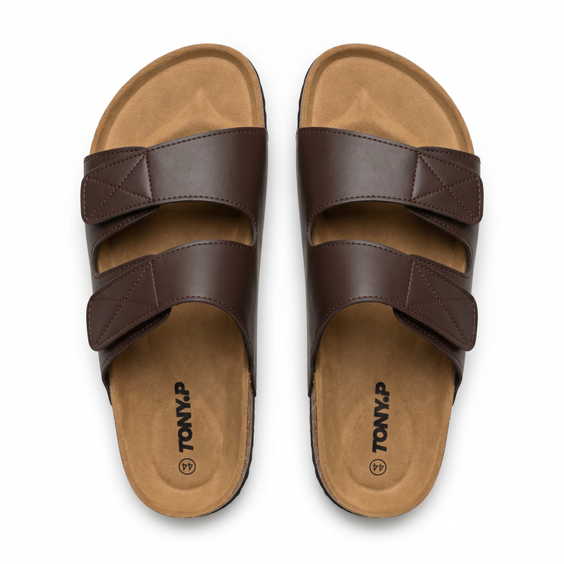 Sandales Homme Marron Doubles Brides Ajustables – Importées d’Espagne 🇪🇸